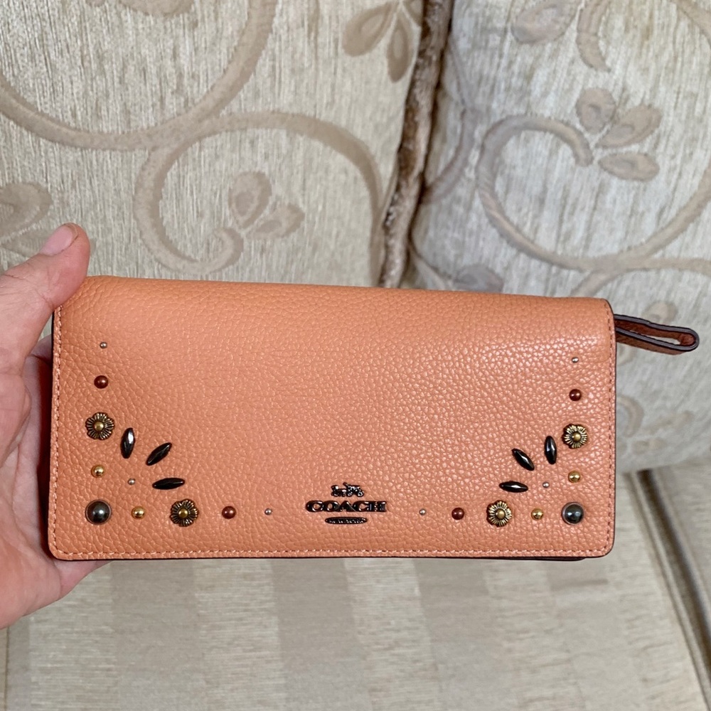 Coach Slim Wallet With Prairie Rivets